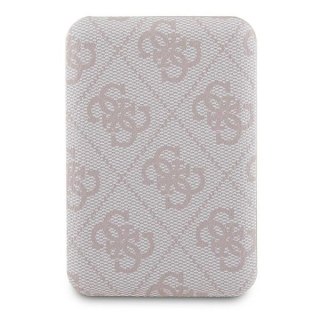 Powerbank indukcyjny Guess 4G Leather Metal Logo MagSafe 15W 5000mAh - różowy