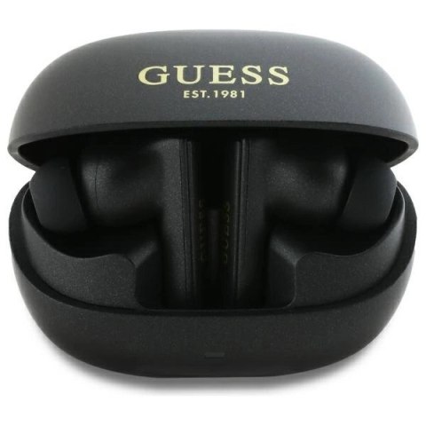 Słuchawki Bluetooth Guess Capsule Printed Logo TWS + stacja dokująca - czarne Słuchawki Bluetooth Guess Capsule Printed Logo TWS + stacja dokująca - czarne