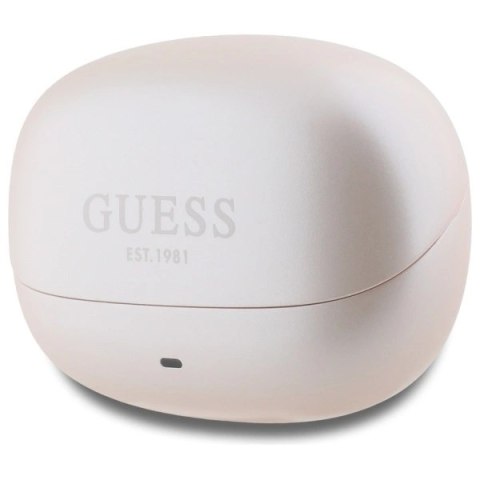 Słuchawki Bluetooth Guess Capsule Printed Logo TWS + stacja dokująca - różowe Słuchawki Bluetooth Guess Capsule Printed Logo TWS + stacja dokująca - różowe