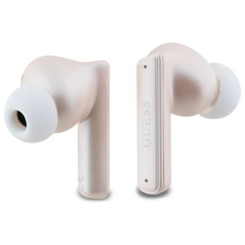 Słuchawki Bluetooth Guess Capsule Printed Logo TWS + stacja dokująca - różowe Słuchawki Bluetooth Guess Capsule Printed Logo TWS + stacja dokująca - różowe