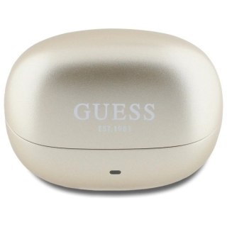 Słuchawki Bluetooth Guess Capsule Printed Logo TWS + stacja dokująca - złote