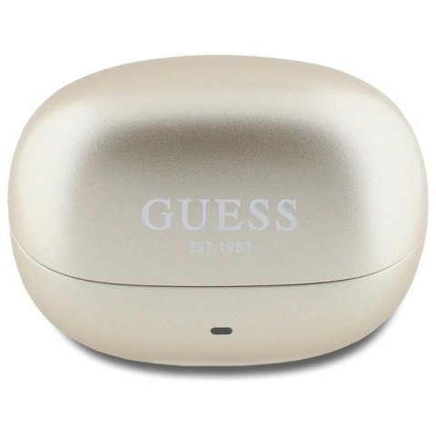 Słuchawki Bluetooth Guess Capsule Printed Logo TWS + stacja dokująca - złote Słuchawki Bluetooth Guess Capsule Printed Logo TWS + stacja dokująca - złote