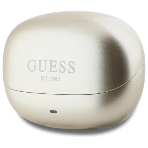 Słuchawki Bluetooth Guess Capsule Printed Logo TWS + stacja dokująca - złote Słuchawki Bluetooth Guess Capsule Printed Logo TWS + stacja dokująca - złote