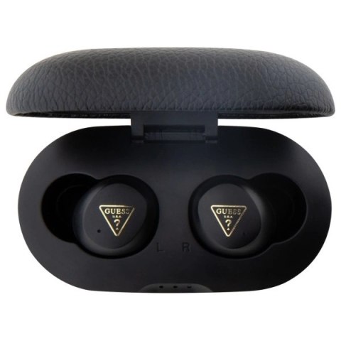 Słuchawki Bluetooth Guess Grained Classic Logo TWS + stacja dokująca - czarne Słuchawki Bluetooth Guess Grained Classic Logo TWS + stacja dokująca - czarne