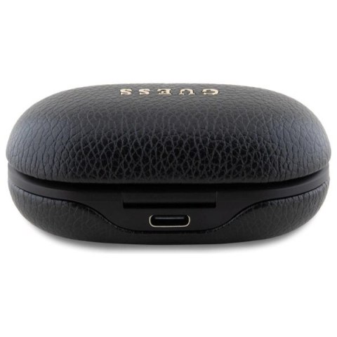 Słuchawki Bluetooth Guess Grained Classic Logo TWS + stacja dokująca - czarne Słuchawki Bluetooth Guess Grained Classic Logo TWS + stacja dokująca - czarne