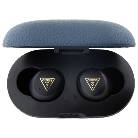 Słuchawki Bluetooth Guess Grained Classic Logo TWS + stacja dokująca - niebieske Słuchawki Bluetooth Guess Grained Classic Logo TWS + stacja dokująca - niebieske