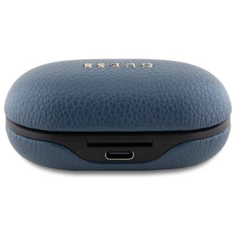 Słuchawki Bluetooth Guess Grained Classic Logo TWS + stacja dokująca - niebieske Słuchawki Bluetooth Guess Grained Classic Logo TWS + stacja dokująca - niebieske