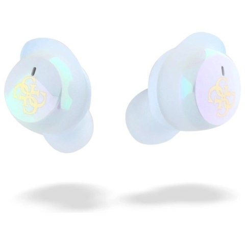 Słuchawki Bluetooth Guess Iridescent 4G Printed Logo TWS + stacja dokująca - białe