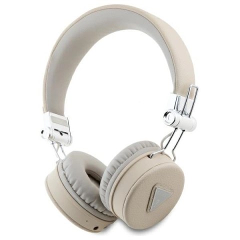 Słuchawki nauszne Bluetooth Guess Grained Classic Round Shape ENC - beżowe