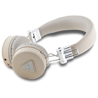 Słuchawki nauszne Bluetooth Guess Grained Classic Round Shape ENC - beżowe