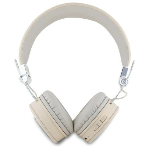 Słuchawki nauszne Bluetooth Guess Grained Classic Round Shape ENC - beżowe