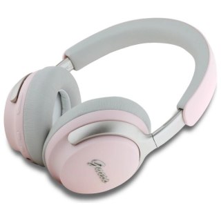 Słuchawki nauszne Bluetooth Guess Metal Script Logo ANC/ENC - różowe