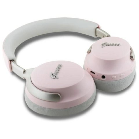 Słuchawki nauszne Bluetooth Guess Metal Script Logo ANC/ENC - różowe