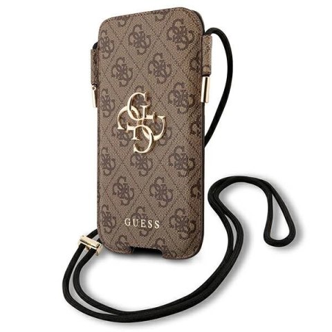 Torebka na telefon Guess 4G Metal Logo 6,7" - brązowa