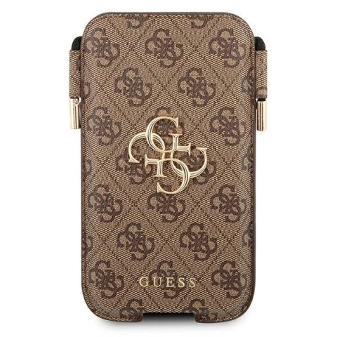 Torebka na telefon Guess 4G Metal Logo 6,7" - brązowa