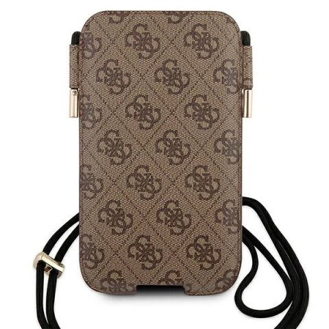 Torebka na telefon Guess 4G Metal Logo 6,7" - brązowa