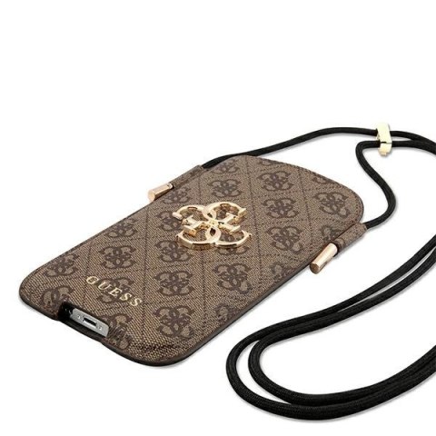 Torebka na telefon Guess 4G Metal Logo 6,7" - brązowa