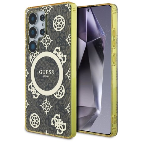 Etui Guess 4G Background Gold Electroplated Peony Pattern MagSafe do Samsung Galaxy S25 Ultra brązowy Etui Guess 4G Background Gold Electroplated Peony Pattern MagSafe do Samsung Galaxy S25 Ultra brązowy