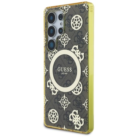 Etui Guess 4G Background Gold Electroplated Peony Pattern MagSafe do Samsung Galaxy S25 Ultra brązowy Etui Guess 4G Background Gold Electroplated Peony Pattern MagSafe do Samsung Galaxy S25 Ultra brązowy