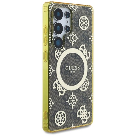 Etui Guess 4G Background Gold Electroplated Peony Pattern MagSafe do Samsung Galaxy S25 Ultra brązowy Etui Guess 4G Background Gold Electroplated Peony Pattern MagSafe do Samsung Galaxy S25 Ultra brązowy