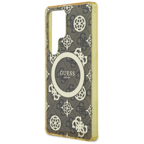 Etui Guess 4G Background Gold Electroplated Peony Pattern MagSafe do Samsung Galaxy S25 Ultra brązowy Etui Guess 4G Background Gold Electroplated Peony Pattern MagSafe do Samsung Galaxy S25 Ultra brązowy