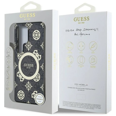 Etui Guess 4G Background Gold Electroplated Peony Pattern MagSafe do Samsung Galaxy S25 Ultra czarny Etui Guess 4G Background Gold Electroplated Peony Pattern MagSafe do Samsung Galaxy S25 Ultra czarny