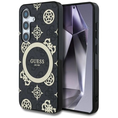 Etui Guess 4G Background Gold Electroplated Peony Pattern MagSafe do Samsung Galaxy S25 czarny Etui Guess 4G Background Gold Electroplated Peony Pattern MagSafe do Samsung Galaxy S25 czarny