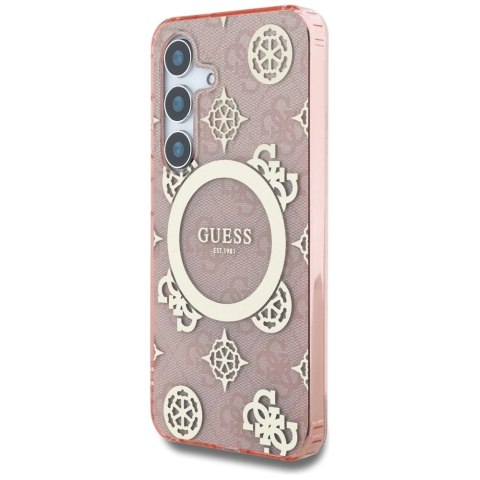Etui Guess 4G Background Gold Electroplated Peony Pattern MagSafe do Samsung Galaxy S25 różowy Etui Guess 4G Background Gold Electroplated Peony Pattern MagSafe do Samsung Galaxy S25 różowy