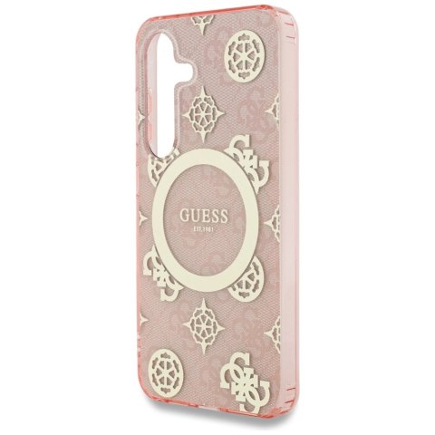 Etui Guess 4G Background Gold Electroplated Peony Pattern MagSafe do Samsung Galaxy S25 różowy Etui Guess 4G Background Gold Electroplated Peony Pattern MagSafe do Samsung Galaxy S25 różowy