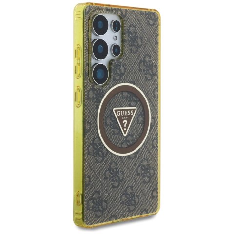 Etui Guess 4G Glitter Triangle Buttons MagSafe do Samsung Galaxy S25 Ultra brązowy Etui Guess 4G Glitter Triangle Buttons MagSafe do Samsung Galaxy S25 Ultra brązowy