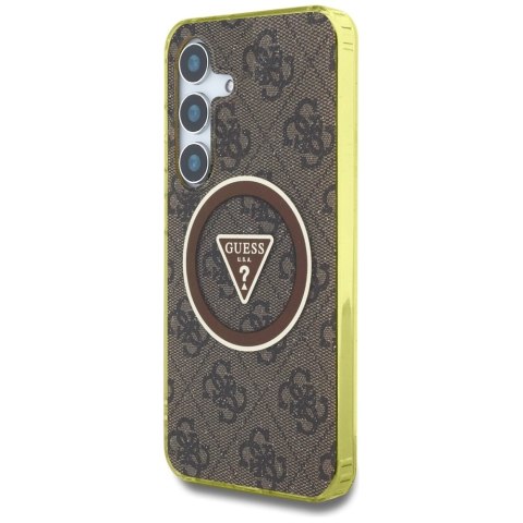Etui Guess 4G Glitter Triangle Buttons MagSafe do Samsung Galaxy S25 brązowy Etui Guess 4G Glitter Triangle Buttons MagSafe do Samsung Galaxy S25 brązowy