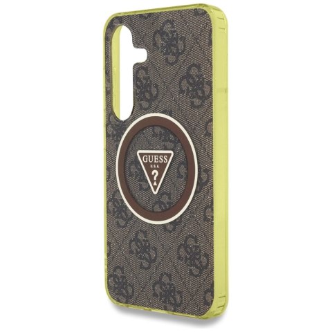 Etui Guess 4G Glitter Triangle Buttons MagSafe do Samsung Galaxy S25 brązowy Etui Guess 4G Glitter Triangle Buttons MagSafe do Samsung Galaxy S25 brązowy