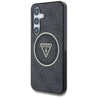 Etui Guess 4G Glitter Triangle Buttons MagSafe do Samsung Galaxy S25 czarny