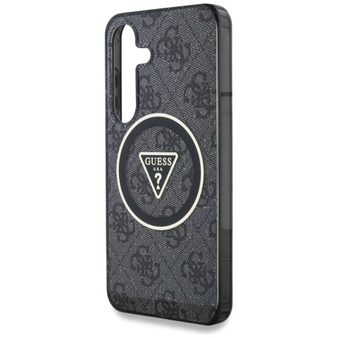 Etui Guess 4G Glitter Triangle Buttons MagSafe do Samsung Galaxy S25 czarny Etui Guess 4G Glitter Triangle Buttons MagSafe do Samsung Galaxy S25 czarny