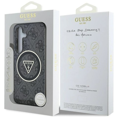 Etui Guess 4G Glitter Triangle Buttons MagSafe do Samsung Galaxy S25 czarny Etui Guess 4G Glitter Triangle Buttons MagSafe do Samsung Galaxy S25 czarny