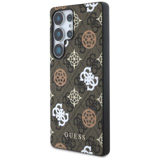 Etui Guess 4G Printed Colored Peony Pattern MagSafe do Samsung Galaxy S25 Ultra brązowy