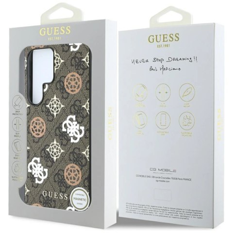 Etui Guess 4G Printed Colored Peony Pattern MagSafe do Samsung Galaxy S25 Ultra brązowy Etui Guess 4G Printed Colored Peony Pattern MagSafe do Samsung Galaxy S25 Ultra brązowy