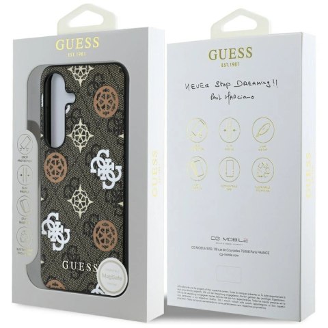 Etui Guess 4G Printed Colored Peony Pattern MagSafe do Samsung Galaxy S25 brązowy Etui Guess 4G Printed Colored Peony Pattern MagSafe do Samsung Galaxy S25 brązowy