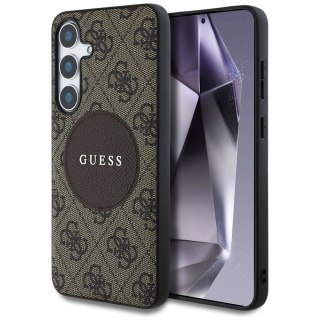 Etui Guess 4G Round Patch Classic Logo MagSafe do Samsung Galaxy S25 Plus brązowy