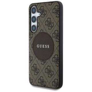 Etui Guess 4G Round Patch Classic Logo MagSafe do Samsung Galaxy S25 Plus brązowy