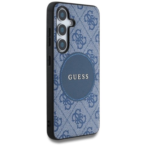 Etui Guess 4G Round Patch Classic Logo MagSafe do Samsung Galaxy S25 Plus niebieski