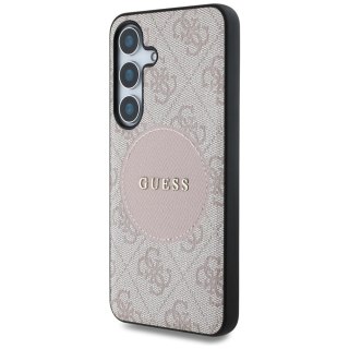 Etui Guess 4G Round Patch Classic Logo MagSafe do Samsung Galaxy S25 Plus różowy
