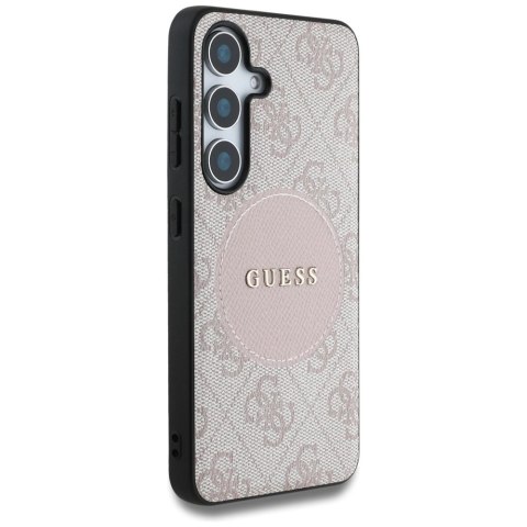 Etui Guess 4G Round Patch Classic Logo MagSafe do Samsung Galaxy S25 Plus różowy