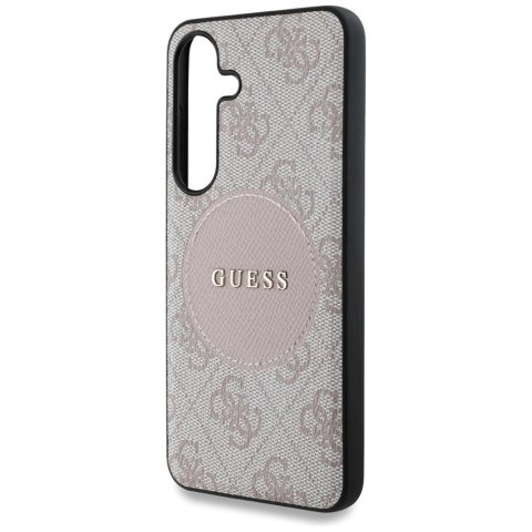 Etui Guess 4G Round Patch Classic Logo MagSafe do Samsung Galaxy S25 Plus różowy