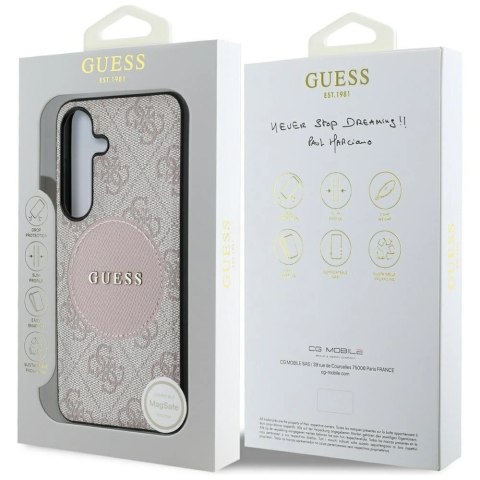 Etui Guess 4G Round Patch Classic Logo MagSafe do Samsung Galaxy S25 Plus różowy