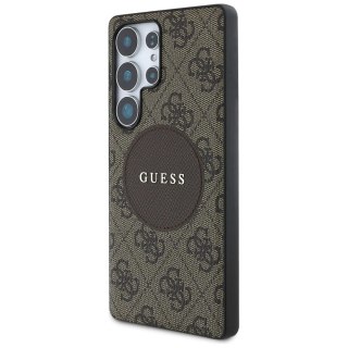 Etui Guess 4G Round Patch Classic Logo MagSafe do Samsung Galaxy S25 Ultra brązowy