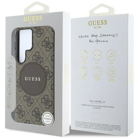 Etui Guess 4G Round Patch Classic Logo MagSafe do Samsung Galaxy S25 Ultra brązowy Etui Guess 4G Round Patch Classic Logo MagSafe do Samsung Galaxy S25 Ultra brązowy