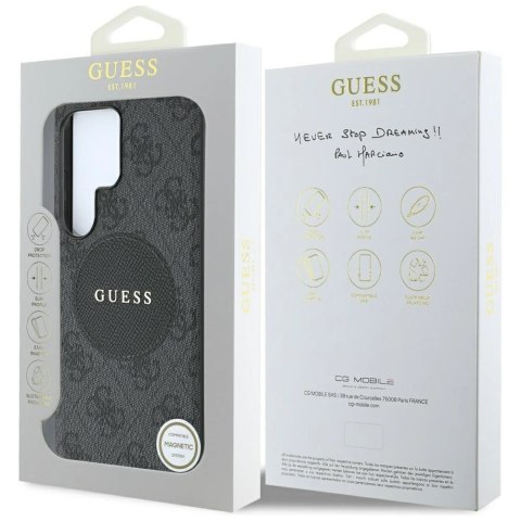 Etui Guess 4G Round Patch Classic Logo MagSafe do Samsung Galaxy S25 Ultra czarny