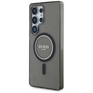 Etui Guess Glitter Circle Classic Logo MagSafe do Samsung Galaxy S25 Ultra czarny