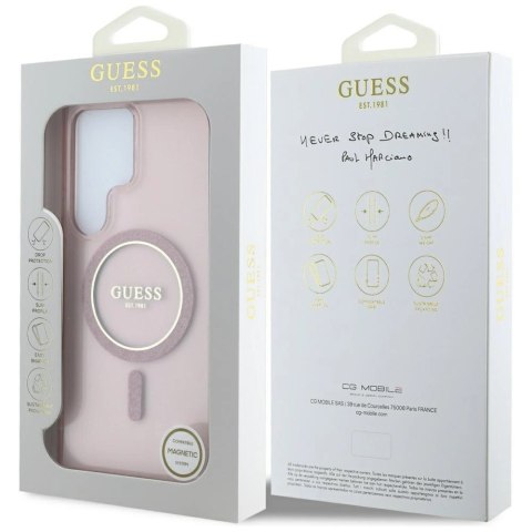 Etui Guess Glitter Circle Classic Logo MagSafe do Samsung Galaxy S25 Ultra różowy Etui Guess Glitter Circle Classic Logo MagSafe do Samsung Galaxy S25 Ultra różowy